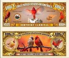CARDINAL ROUGE BILLET MILLION DOLLAR US! Oiseau VIRGINIE OCCIDENTALE Etat Animal