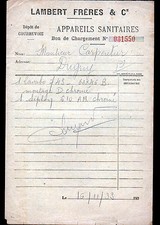 COURBEVOIE (92) APPAREILS SANITAIRES / LAVABOS "LAMBERT Freres" en 1933
