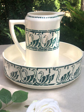 Ensemble de toilette BADONVILLER VASQUE BROC Décor CYGNES Vert 