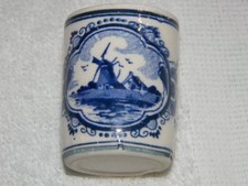 Vintage Delft blue Vandermint liquor ceramic shot glass- Beautiful designs- HTF