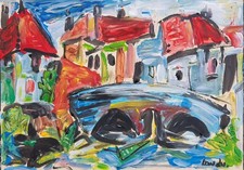 "Le Pont des Capucins",gouache