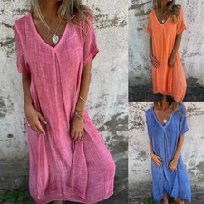 Robe Mi-Longue En Coton Et Lin