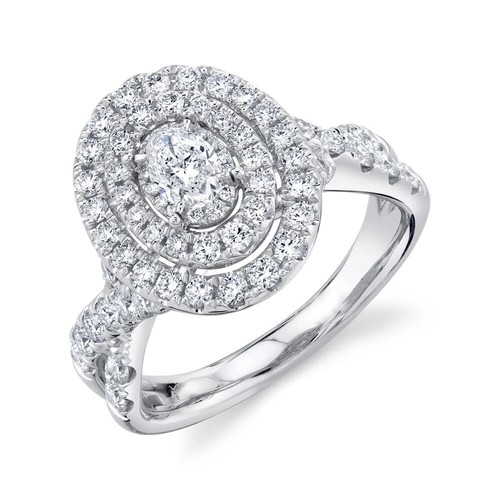 14k blanc ovale - ovale, diamant