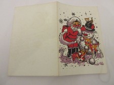 CP CARTE POSTALE JOYEUX NOEL PERE NOEL BONHOMME de NEIGE CHAT ECUREUIL FAON