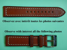 21 mm ÉPAIS BRACELET FESTINA VEAU VÉRITABLE MARRON "GOLD" COUTURE BLANCHE