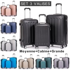 Valises Rigides 4 Roues - Set de 3 Bagages Cabine/Soute - M/L/XL - 8 Coloris