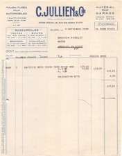 1939  AUTOMOBILES C JULLIEN & CIE - M RIGOLLET A AMBERIEU EN BUGEY AIN