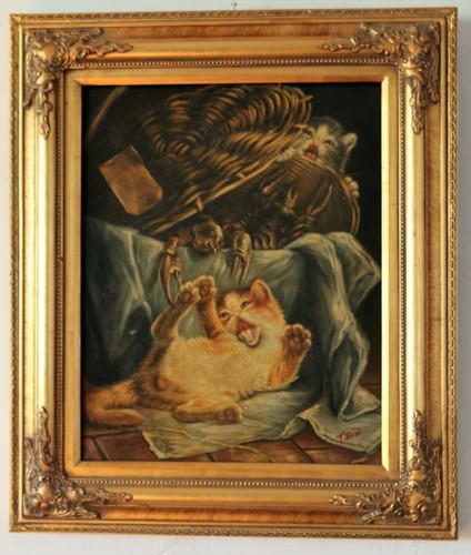 Peinture copie deux chatons - deux,