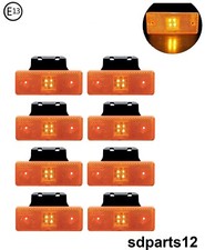 8 x Orange LED Feux De Gabarit avec Support 12v pour Camion Caravan Remorque E13