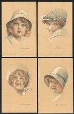 Henri Vincent-Anglade. 4 cartes postales. Enfants. Vers 1920