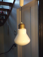SUSPENSION VINTAGE OPALINE en forme D'AMPOULE-DESIGN 70 80-DLG Maurer