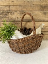 1025⚜️ Décoration Grand Panier en Osier Avec Anse Déco Longueur 45 Cm