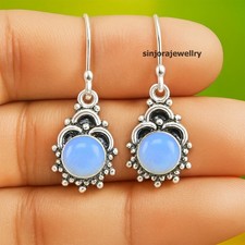 Boucles d'oreilles pendantes en argent sterling 925 et pierre précieuse...