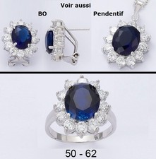 Grosse Bague Rhodié T50 Princesse Kate 20mm Marquise Saphir Cz Argent Massif 925