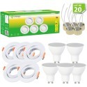 Lot de 20 Spot LED 4.9W 120° GU10 orientable downlight Ø90 Lumière Blanc Neutre