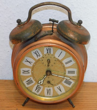 HS vintage 1980 REVEIL en CUIVRE repetition JAZ alarm clock WECKER kupfer FRANCE