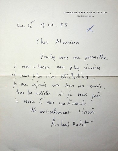 S roland oudot peintre - l.a.s,