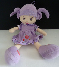 93. DOUDOU PELUCHE POUPEE DE CHIFFON Aguila de oro toys robe mauve 30cm TTBE
