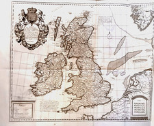 Antique carte des Royaumes d'ANGLETERRE, d'ECOSSE et d'IRLANDE - 60x50  - 1735's