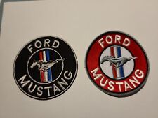 2 Patch Thermocollant Brodé Ford Mustang 8cm Noir Et Rouge 