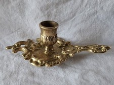 Ancien Bougeoir à Main Style Louis XV en Bronze-Élégance Dorée Style Rocaille