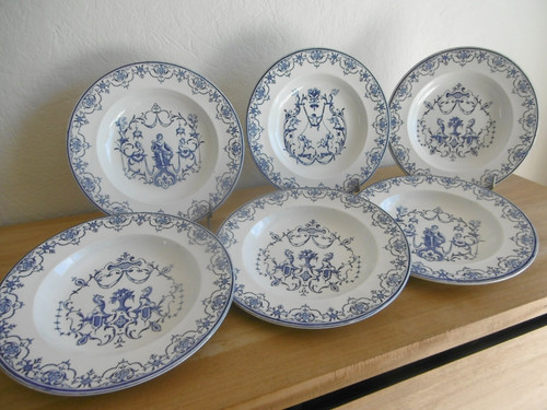 Six assiettes creuses faience - assiettes,