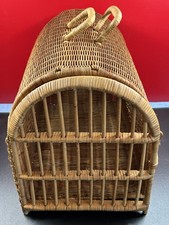 Panier cage osier/rotin de transport voyage pour chat