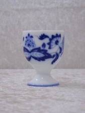 Porte-Oeuf En Porcelaine Antique Motif Oignon Vintage Vers 1900 - 6 Cm