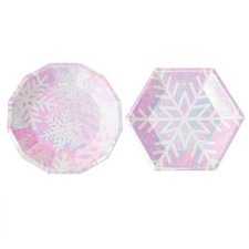  16 pièces assiette de service en papier de Noël flocon de neige imprimé