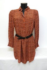 Robe LYNN ADLER, en SOIE, imprimé orange, Taille L, TBE