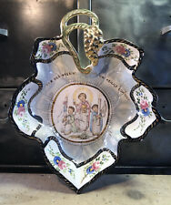 Plat Faïence H. Bequet Belgique Quaregnon Souvenir De Communion L 31 Cm