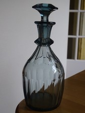 VAL SAINT LAMBERT CRISTAL ANCIENNE CARAFE A LIQUEUR MODELE GONDOLE BLEU LAGON