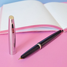 Stylo encre vintage cartouche à piston - couleur noir et argent - Marque AA