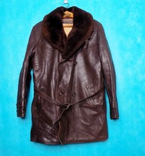 canadienne vintage LE GRILLON cuir marron doublure et col mouton taille L