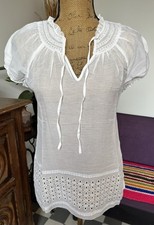 Blouse Femme Caroll Taille 38 Mesures Sur Les Photos Coton Soie Broderie  Neuve