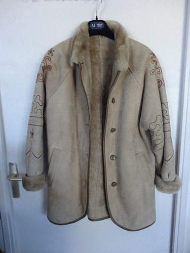 Veste manteau beige cuir - veste,