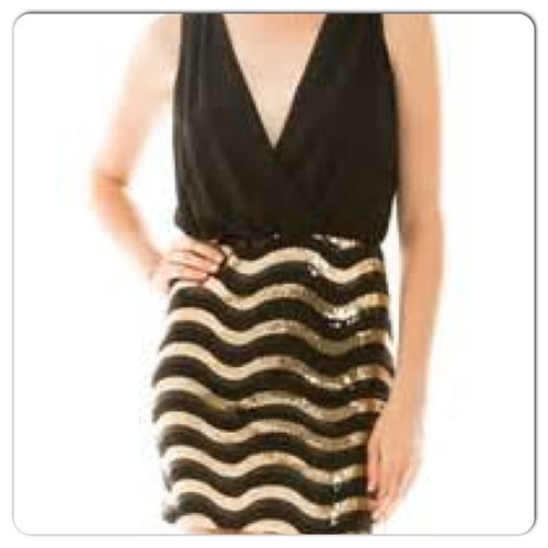 Black chiffon sequin dress - &,