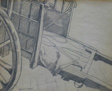 Jacques Camus (1893-1971) (19) - fusain - charrette