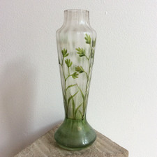 Vase Miniature en Verre Décor Peint Feuillages