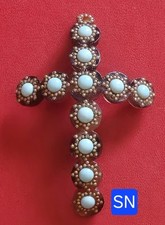 Belle Croix Celluloïde (Imitation Ecaille Tortue) 64x43mm Courbure 12mm 1920/30