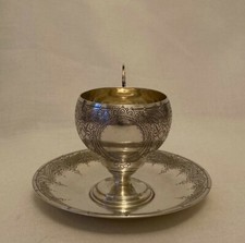 Magnifique & Précieuse Tasse en Argent Massif, Vermeil Russe Moscou 1890  XIX
