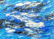 Tableau Abstrait Lumineux Peinture Abstraite Blanc Bleu Gauche Lumière Mer Marin