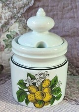 CONFITURIER PORCELAINE D'AUTEUIL DÉCOR FRUITS 