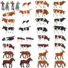 36pcs échelle HO1:87 Modèle d'Animaux de la Ferme Peints (Vaches,Chevaux,Figure)