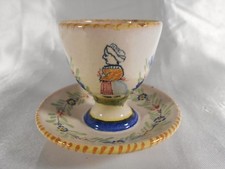  MAGNIFIQUE COQUETIER SUR PLATEAU EN FAIENCE GOUT QUIMPER XIX ème