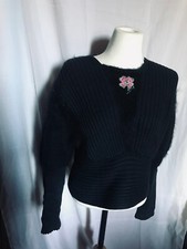 PULL LAINE ET FOURRURE NOIR
