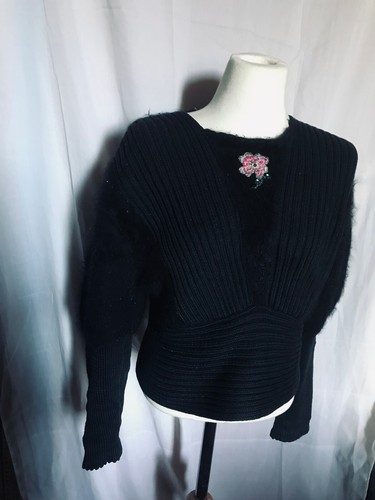 Pull laine fourrure - pull, noir