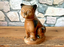 ? Superbe sujet vintage en céramique Chat décoratif Années 50/60 Ton brun glacé