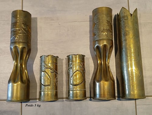 Trench art lot 5 douilles - art.,