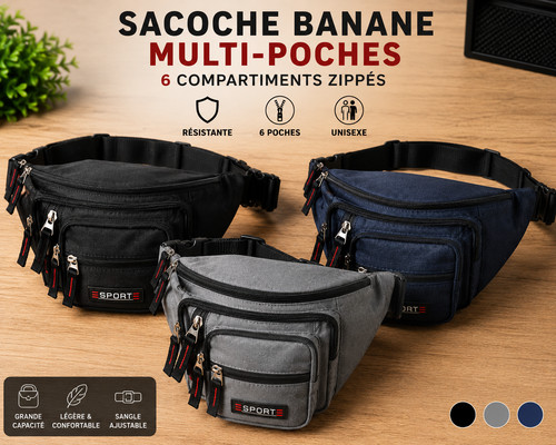 Sacoche banane multi poches - sacoche, multi-poches